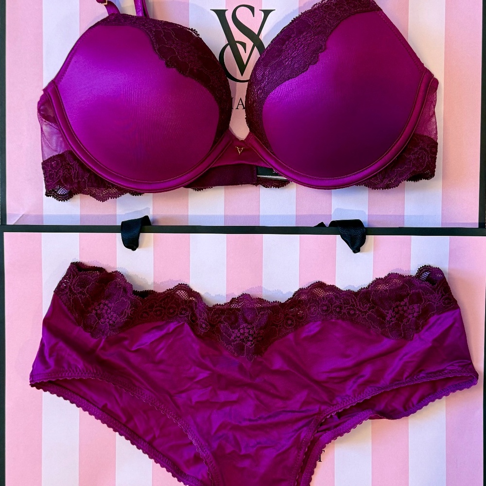 Victoria's Secret Very Sexy Bombshell Add 2 Cups Lace Detail Bra&Cheeky 36B/M NW